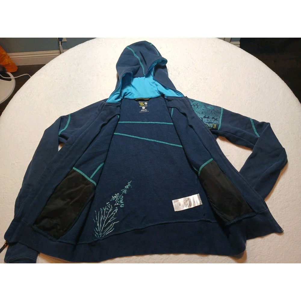 Mountain Hardwear Womens Full Zip Hooded Jacket Blue Graphic Floral Med - Picture 3 of 7
